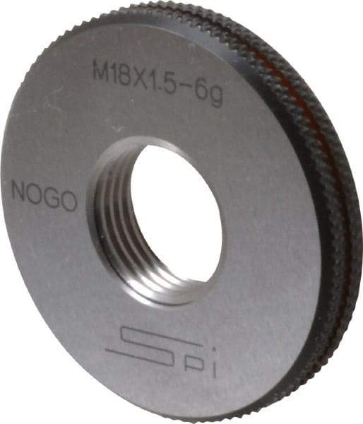 SPI - M18x1.5 No Go Single Ring Thread Gage - Class 6G, Oil Hardened Nonshrinking Steel (OHNS), NPL Traceability Certification Included - Benchmark Tooling