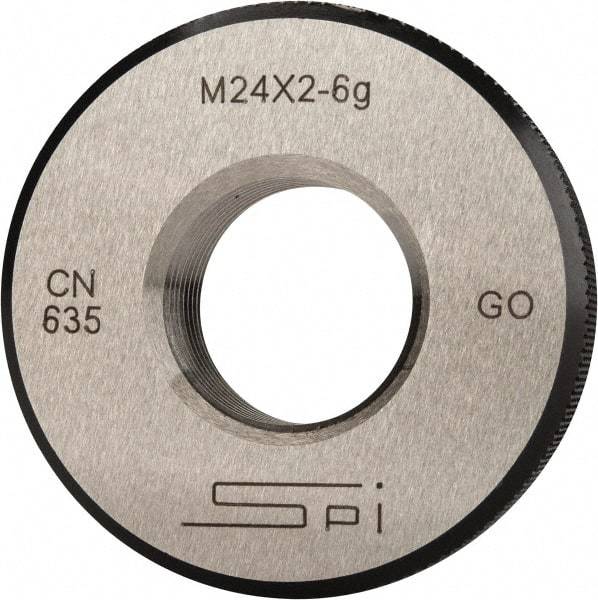 SPI - M24x2 Go Single Ring Thread Gage - Class 6G, Oil Hardened Nonshrinking Steel (OHNS), NPL Traceability Certification Included - Benchmark Tooling