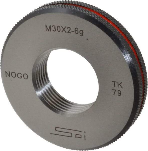 SPI - M30x2 No Go Single Ring Thread Gage - Class 6G, Oil Hardened Nonshrinking Steel (OHNS), NPL Traceability Certification Included - Benchmark Tooling