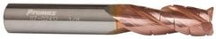 ProMax - 5/16" Diam, 3/4" LOC, 3 Flute Solid Carbide Roughing & Finishing Corner Radius End Mill - TiCN Finish, 2-1/2" OAL, 5/16" Shank Diam, Straight Shank, 35° Helix, Centercutting - Benchmark Tooling
