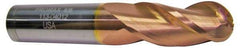 ProMax - 5/8" Diam, 1-1/4" LOC, 3 Flute Solid Carbide Ball End Mill - TiCN Finish, Single End, 3-1/2" OAL, 5/8" Shank Diam, Spiral Flute - Benchmark Tooling