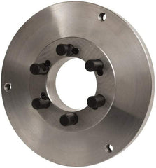 Buck Chuck Company - Adapter Back Plate for 12" Diam Self Centering Lathe Chucks - D1-8 Mount, 2" Through Hole Diam, 10.221mm ID, 12.6" OD, 0.989" Flange Height, Steel - Benchmark Tooling