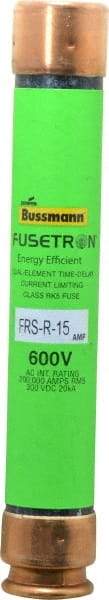 Cooper Bussmann - 300 VDC, 600 VAC, 15 Amp, Time Delay General Purpose Fuse - Fuse Holder Mount, 127mm OAL, 20 at DC, 200 (RMS) kA Rating, 13/16" Diam - Benchmark Tooling