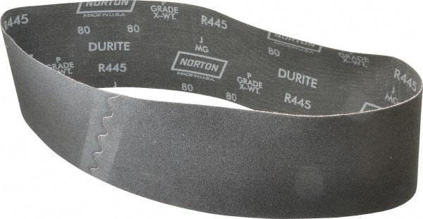 Norton - 4" Wide x 36" OAL, 80 Grit, Silicon Carbide Abrasive Belt - Silicon Carbide, Medium, Coated, Wet - Benchmark Tooling