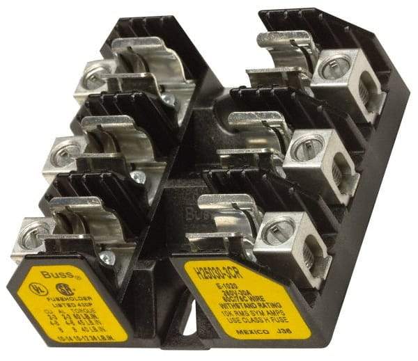 Cooper Bussmann - 1 Pole, 8 to 1/0 AWG, 250 VAC/VDC, 100 Amp, Screw Mount Fuse Block - 7.36 Inch Long x 1.81 Inch Wide x 2.06 Inch High Block - Benchmark Tooling