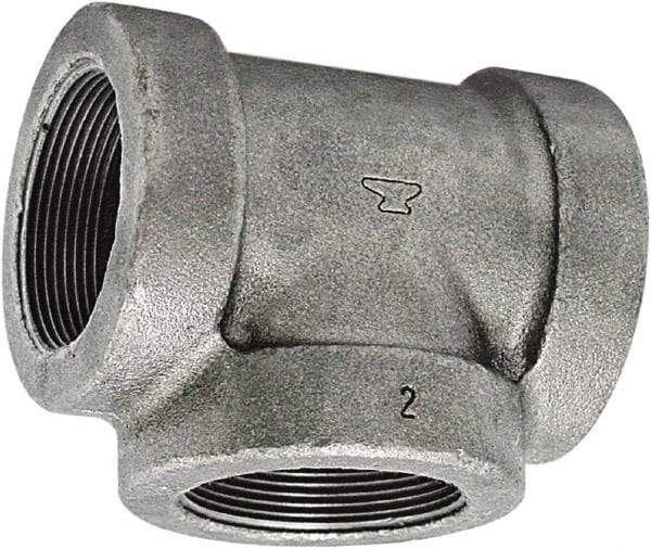 Made in USA - Size 2", Class 125, Cast Iron Black Pipe Tee - 175 psi, FPT End Connection - Benchmark Tooling