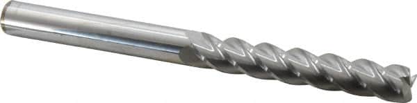 Accupro - 1/2", 4 Flute, Single End, Solid Carbide, 0.03" Corner Radius End Mill - 6" OAL, 40° Helix, Right Hand Flute, 3" LOC, Right Hand Cut - Benchmark Tooling