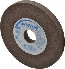 Norton - 60/80 Grit Aluminum Oxide Bench & Pedestal Grinding Wheel - 5" Diam x 1" Hole x 1/2" Thick, 4970 Max RPM, Medium Grade - Benchmark Tooling