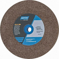 Norton - 60/80 Grit Aluminum Oxide Bench & Pedestal Grinding Wheel - 6" Diam x 1" Hole x 3/4" Thick, 4140 Max RPM, Medium Grade - Benchmark Tooling