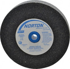 Norton - 36 Grit Aluminum Oxide Bench & Pedestal Grinding Wheel - 6" Diam x 1" Hole x 1" Thick, 4140 Max RPM, Very Coarse/Coarse Grade - Benchmark Tooling
