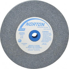 Norton - 60 Grit Aluminum Oxide Bench & Pedestal Grinding Wheel - 6" Diam x 1" Hole x 1" Thick, 4140 Max RPM, Medium Grade - Benchmark Tooling