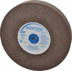 Norton - 60/80 Grit Aluminum Oxide Bench & Pedestal Grinding Wheel - 7" Diam x 1" Hole x 1" Thick, 3600 Max RPM, Medium Grade - Benchmark Tooling