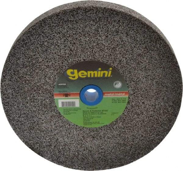 Norton - 24 Grit Aluminum Oxide Bench & Pedestal Grinding Wheel - 8" Diam x 1" Hole x 1" Thick, 3600 Max RPM, Very Coarse Grade - Benchmark Tooling