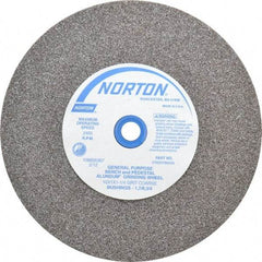 Norton - 36 Grit Aluminum Oxide Bench & Pedestal Grinding Wheel - 10" Diam x 1-1/4" Hole x 1" Thick, 2485 Max RPM, Very Coarse/Coarse Grade - Benchmark Tooling