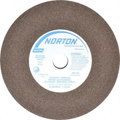 Norton - 60/80 Grit Aluminum Oxide Bench & Pedestal Grinding Wheel - 10" Diam x 1-1/4" Hole x 1" Thick, 2485 Max RPM, Medium Grade - Benchmark Tooling