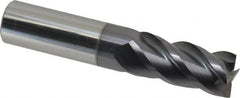 ProMax - 3/4", 1-5/8" LOC, 3/4" Shank Diam, 4" OAL, 4 Flute, Solid Carbide Square End Mill - Single End, AlTiN Finish, Spiral Flute, 40° Helix, Centercutting, Right Hand Cut, Right Hand Flute, Series 111 - Benchmark Tooling