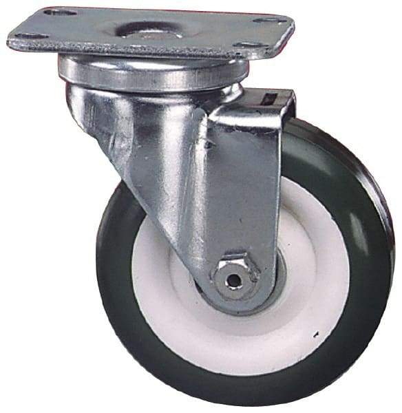 Albion - 3-1/2" Diam x 1-1/4" Wide x 4-11/16" OAH Top Plate Mount Swivel Caster - Phenolic, 350 Lb Capacity, Delrin Bearing, 2-1/2 x 3-5/8" Plate - Benchmark Tooling