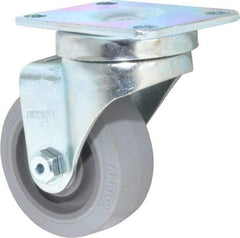 Albion - 3" Diam x 1-1/4" Wide x 4-1/4" OAH Top Plate Mount Swivel Caster - Rubber, 200 Lb Capacity, Delrin Bearing, 2-1/2 x 3-5/8" Plate - Benchmark Tooling