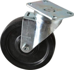 Albion - 5" Diam x 1-1/4" Wide x 6-3/16" OAH Top Plate Mount Swivel Caster - Phenolic, 350 Lb Capacity, Roller Bearing, 2-1/2 x 3-5/8" Plate - Benchmark Tooling