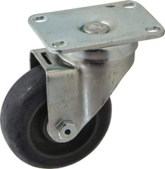 Albion - 3-1/2" Diam x 1-1/4" Wide x 4-11/16" OAH Top Plate Mount Swivel Caster - Polyurethane, 350 Lb Capacity, Delrin Bearing, 2-1/2 x 3-5/8" Plate - Benchmark Tooling
