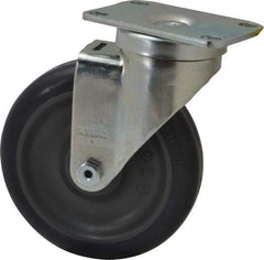 Albion - 5" Diam x 1-1/4" Wide x 6-3/16" OAH Top Plate Mount Swivel Caster - Polyurethane, 350 Lb Capacity, Delrin Bearing, 2-1/2 x 3-5/8" Plate - Benchmark Tooling