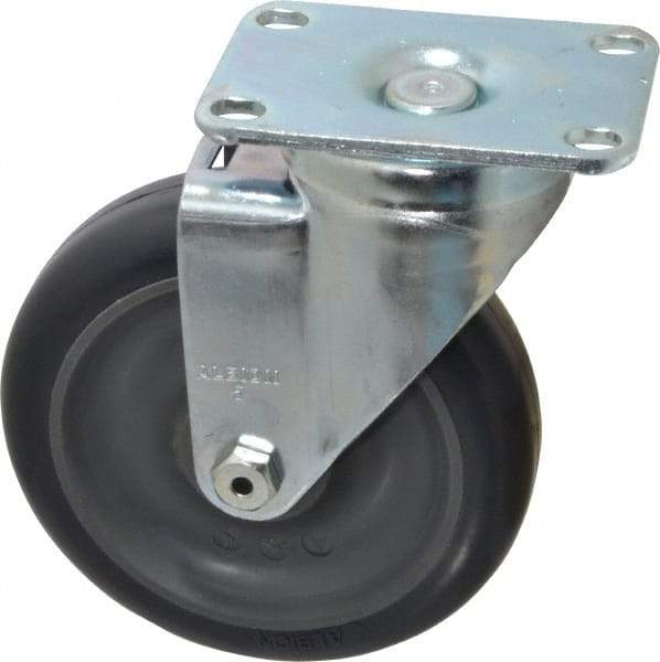 Albion - 5" Diam x 1-1/4" Wide x 6-3/16" OAH Top Plate Mount Swivel Caster - Polyurethane, 350 Lb Capacity, Ball Bearing, 2-1/2 x 3-5/8" Plate - Benchmark Tooling