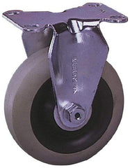 Albion - 3" Diam x 1-1/4" Wide x 4-1/4" OAH Top Plate Mount Rigid Caster - Rubber, 200 Lb Capacity, Ball Bearing, 2-1/2 x 3-5/8" Plate - Benchmark Tooling