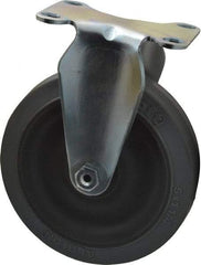 Albion - 5" Diam x 1-1/4" Wide x 6-3/16" OAH Top Plate Mount Rigid Caster - Rubber, 325 Lb Capacity, Ball Bearing, 2-1/2 x 3-5/8" Plate - Benchmark Tooling