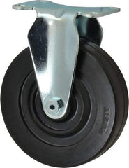 Albion - 5" Diam x 1-1/4" Wide x 6-3/16" OAH Top Plate Mount Rigid Caster - Hard Rubber, 350 Lb Capacity, Plain Bearing, 2-1/2 x 3-5/8" Plate - Benchmark Tooling