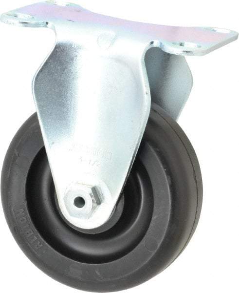 Albion - 3-1/2" Diam x 1-1/4" Wide x 4-11/16" OAH Top Plate Mount Rigid Caster - Polyolefin, 300 Lb Capacity, Delrin Bearing, 2-1/2 x 3-5/8" Plate - Benchmark Tooling