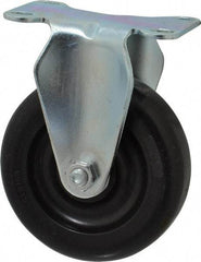 Albion - 4" Diam x 1-1/4" Wide x 5-1/8" OAH Top Plate Mount Rigid Caster - Polyolefin, 300 Lb Capacity, Delrin Bearing, 2-1/2 x 3-5/8" Plate - Benchmark Tooling