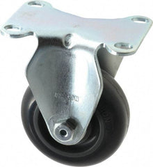 Albion - 3" Diam x 1-1/4" Wide x 4-1/4" OAH Top Plate Mount Rigid Caster - Polyurethane, 300 Lb Capacity, Delrin Bearing, 2-1/2 x 3-5/8" Plate - Benchmark Tooling