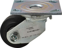 Albion - 3-1/4" Diam x 1-1/2" Wide x 4-1/4" OAH Top Plate Mount Swivel Caster - Rubber, 140 Lb Capacity, Roller Bearing, 4 x 4-1/2" Plate - Benchmark Tooling