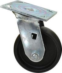 Albion - 5" Diam x 1-1/2" Wide x 6-1/2" OAH Top Plate Mount Swivel Caster - Polypropylene, 450 Lb Capacity, Roller Bearing, 4 x 4-1/2" Plate - Benchmark Tooling