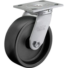 Albion - 8" Diam x 2" Wide x 9-1/2" OAH Top Plate Mount Swivel Caster - Polypropylene, 850 Lb Capacity, Roller Bearing, 4 x 4-1/2" Plate - Benchmark Tooling