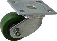 Albion - 3-1/4" Diam x 1-5/8" Wide x 4-1/4" OAH Top Plate Mount Swivel Caster - Polyurethane, 420 Lb Capacity, Roller Bearing, 4 x 4-1/2" Plate - Benchmark Tooling