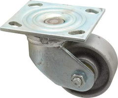 Albion - 3-1/4" Diam x 1-1/2" Wide x 4-1/4" OAH Top Plate Mount Swivel Caster - Cast Iron, 400 Lb Capacity, Roller Bearing, 4 x 4-1/2" Plate - Benchmark Tooling