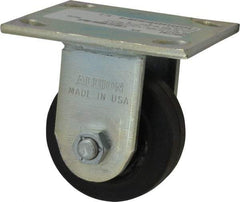 Albion - 3-1/4" Diam x 2" Wide x 4-1/4" OAH Top Plate Mount Rigid Caster - Rubber, 140 Lb Capacity, Roller Bearing, 4 x 4-1/2" Plate - Benchmark Tooling