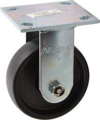 Albion - 5" Diam x 1-1/2" Wide x 6-1/2" OAH Top Plate Mount Rigid Caster - Polypropylene, 450 Lb Capacity, Roller Bearing, 4 x 4-1/2" Plate - Benchmark Tooling