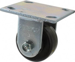 Albion - 3-1/4" Diam x 1-1/2" Wide x 4-1/4" OAH Top Plate Mount Rigid Caster - Phenolic, 600 Lb Capacity, Roller Bearing, 4 x 4-1/2" Plate - Benchmark Tooling