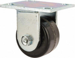 Albion - 3-1/4" Diam x 2" Wide x 4-1/4" OAH Top Plate Mount Rigid Caster - Phenolic, 700 Lb Capacity, Roller Bearing, 4 x 4-1/2" Plate - Benchmark Tooling
