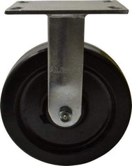 Albion - 8" Diam x 2" Wide x 10-1/8" OAH Top Plate Mount Rigid Caster - Phenolic, 1,400 Lb Capacity, Roller Bearing, 4-1/2 x 6-1/4" Plate - Benchmark Tooling