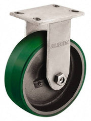 Albion - 10" Diam x 3" Wide x 11-1/2" OAH Top Plate Mount Rigid Caster - Polyurethane, 2,000 Lb Capacity, Roller Bearing, 5 x 6-1/4" Plate - Benchmark Tooling