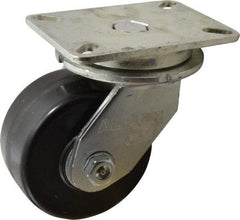 Albion - 6" Diam x 3" Wide x 8" OAH Top Plate Mount Swivel Caster - Phenolic, 2,000 Lb Capacity, Roller Bearing, 5-1/4 x 7-1/4" Plate - Benchmark Tooling