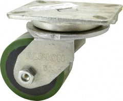 Albion - 5" Diam x 3" Wide x 7" OAH Top Plate Mount Swivel Caster - Polyurethane, 1,530 Lb Capacity, Roller Bearing, 5-1/4 x 7-1/4" Plate - Benchmark Tooling