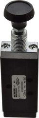 Parker - 0.20 CV Rate, 1/8" NPT Inlet Direct Air 2 Mechanical Spool Valve - 4 Way, 2 Position, 150 Max psi, Button Push Pull - Benchmark Tooling