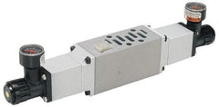 Parker - Zinc Sandwich/Manifold Regulator - 5 to 125 psi Range, 125 Max psi Supply Pressure, 1/4" Gauge Port Thread, 4-1/2" Wide x 10" High - Benchmark Tooling