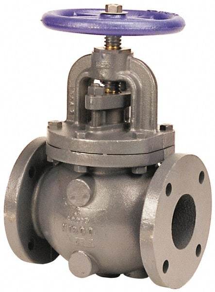 NIBCO - 2" Pipe, Flanged Ends, Iron Renewable Globe Valve - Iron Trim Disc, Bolted Bonnet, 200 psi WOG, 125 psi WSP, Class 125 - Benchmark Tooling