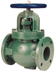 NIBCO - 3" Pipe, Flanged-Raised Face Ends, Iron Outside Screw & Yoke Globe Valve - Cast Bronze Disc, Bolted Bonnet, 285 psi WOG, Class 150 - Benchmark Tooling