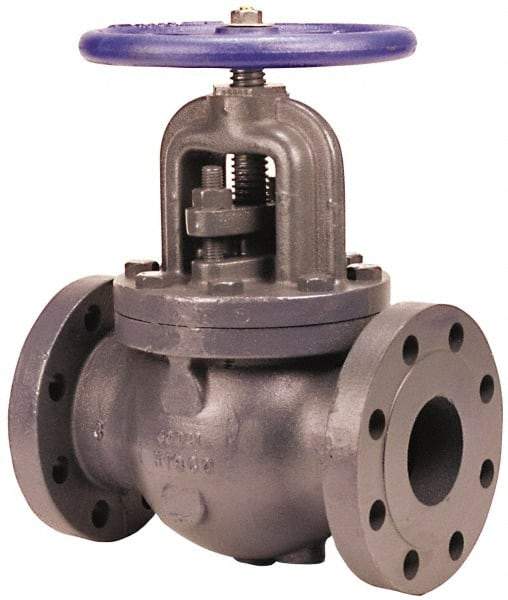 NIBCO - 2" Pipe, Flanged Ends, Iron Renewable Globe Valve - Bronze Disc, Bolted Bonnet, 500 psi WOG, 250 psi WSP, Class 250 - Benchmark Tooling